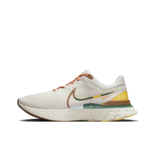 Nike React Infinity Run Flyknit 3 Амортизаторы Устойчивые к истиранию Низкий топ Беговые кроссовки Унисекс Бежевый