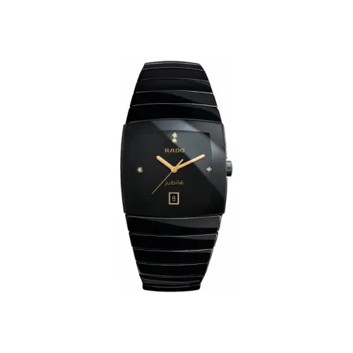 RADO Кварцевый механизм Мужские часы Часы 34,8 мм Черный циферблат Керамические корпуса Керамический ремешок