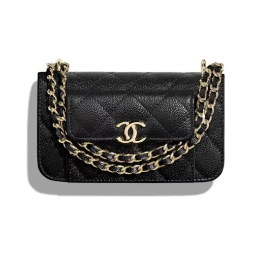 CHANEL С рельефным тиснением икорная коровья кожа ручная сумка через плечо мини женская черная