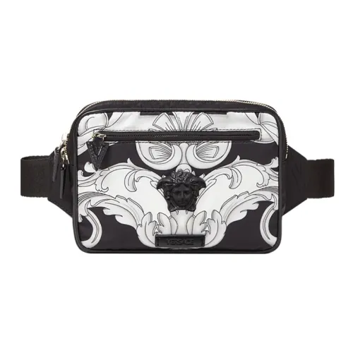 VERSACE La Medusa Корова Кожа Маленькая Квадратная Сумка Одно Плечо Через Плечо Клатч Мужской Черный Белый