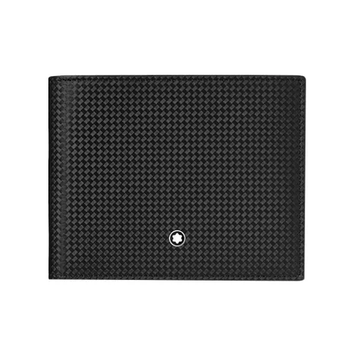 MONTBLANC Рельеф Телячья Кожа Кошелек Мужской Черный
