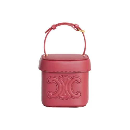 CELINE Корова Кожа Коробка Сумка через плечо Сумка Маленькая Женский Помада Красная Персиково-Розовая