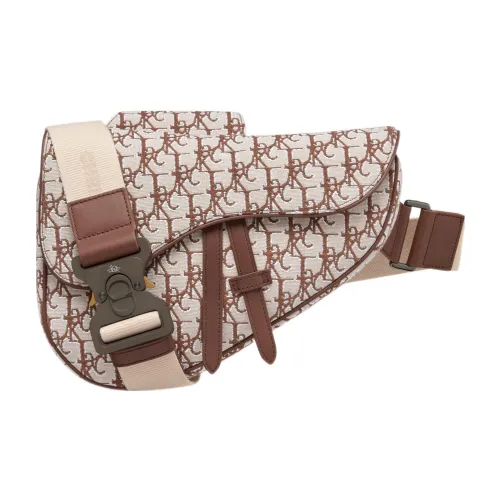 DIOR Кактусовый Джек Коллаборация Жаккардовая ткань Седло Сумка Сумки через плечо Сумка на плечо Женская Кофейная