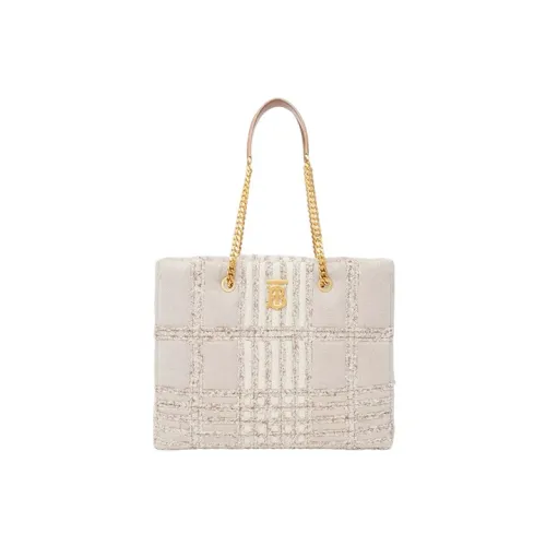 Burberry Lola Сумка Хлопок Canvas с Овечьей кожей Trim Тоут Сумка Сумка для покупок Сумка через плечо Сумка среднего размера Женская Бежевая