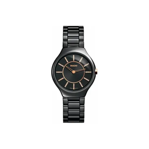 RADO Realme Collection Кварцевый механизм Женские часы 30 мм Черный циферблат Керамика Нержавеющая сталь Корпус Керамика Ремешок