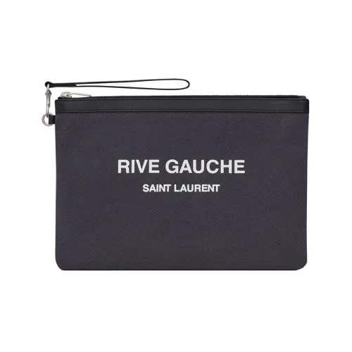 SAINT LAURENT Rive Gauche Телячья кожа Отделка Клатч Мужской Темно-серый