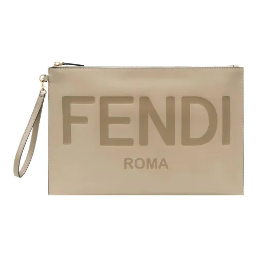 FENDI Телячья кожа Клатч Большой Женский Светлый Умбра