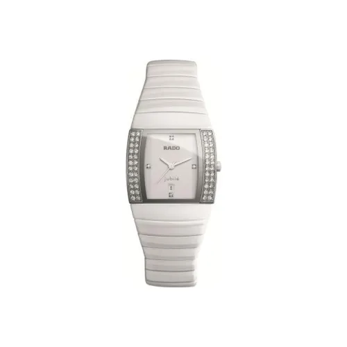 RADO Кварцевый механизм Женские часы 21*17 мм Белый циферблат Керамические корпуса Керамический ремешок