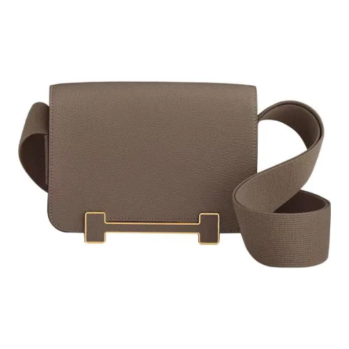 HERMES Geta Козья кожа Деревянные Сандалии Сумка Ручная сумка Сумка через плечо Сумка на плечо Женская Слоновой серый