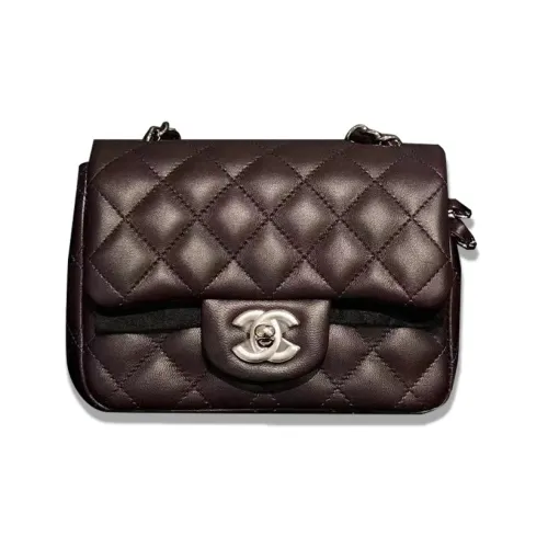 CHANEL Classic Flap CF Lambskin Сумка через плечо Женская Фиолетовый Виноградный