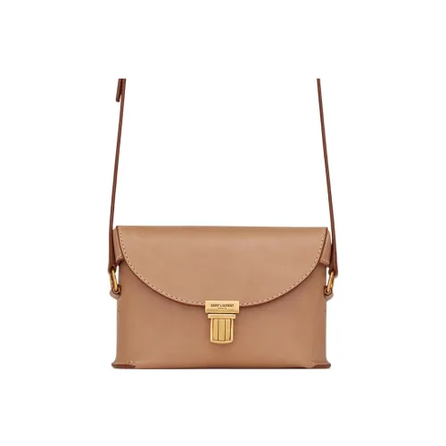 SAINT LAURENT Сумка из гладкой коровьей кожи коробка через плечо маленькая мужская коричневая