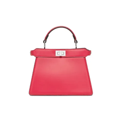 FENDI Peekaboo Lambskin Crossbody One Shoulder Bag Women's Red