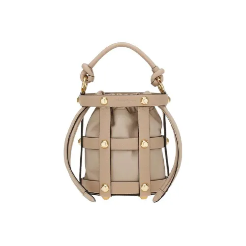 FERRAGAMO Коровья кожа And Овчина Ведрообразная сумка Женская Пыльно-розовая