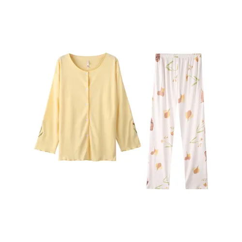 DAMOS·LOVE Дышащий хлопок Длинный рукав Женские пижамные комплекты