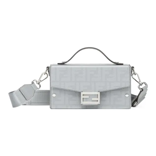 FENDI Baguette Телячья кожа Сумка через плечо Сумка Обычная Мужская Серого цвета