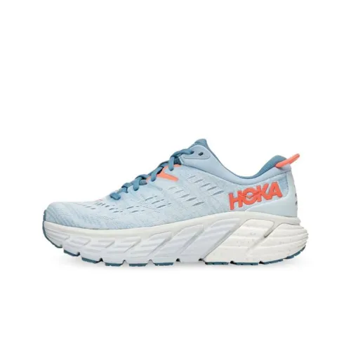HOKA ONE ONE Gaviota 4 Амортизирующие Slip-resistant и устойчивые к истиранию Низкие беговые кроссовки для женщин Серый Синий