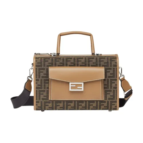 FENDI Основная часть Сшитый Коровья кожа Тоут Сумка Сумка для покупок Сумки через плечо Сумка через плечо Сумка обычная Мужская Коричневая