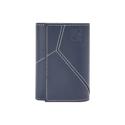 LOEWE Пазл Телячья кожа Кошелек Маленький Мужской Синий