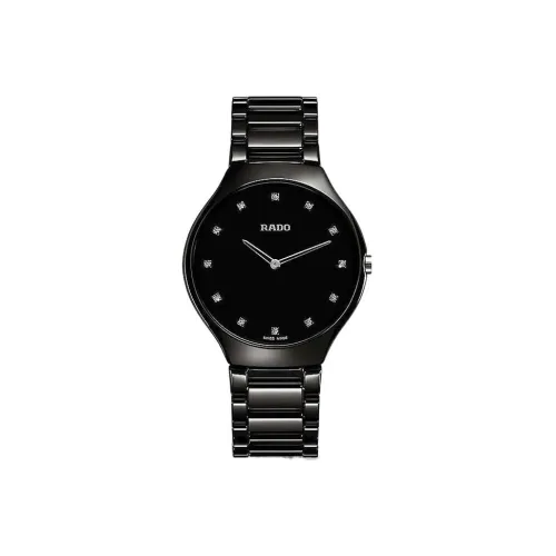 RADO Realme Collection Кварцевый механизм Мужские часы Часы 39 мм Черный циферблат Керамические корпуса Керамический ремешок