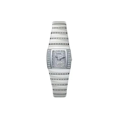 RADO Кварцевый механизм Женские часы Серебристый циферблат Керамика Чехлы для часов Керамика Ремень