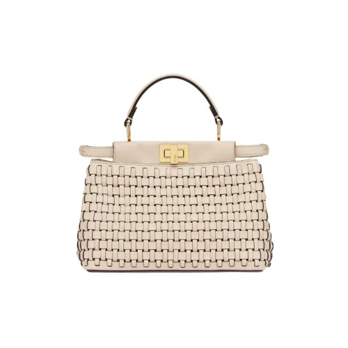 FENDI Peekaboo Телячья кожа Сумка Мини Женская Бежевая