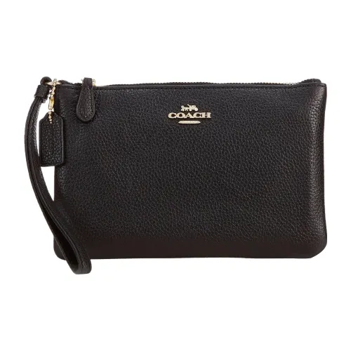 COACH Wristlet Кожа Клатч Маленький Женский Черный