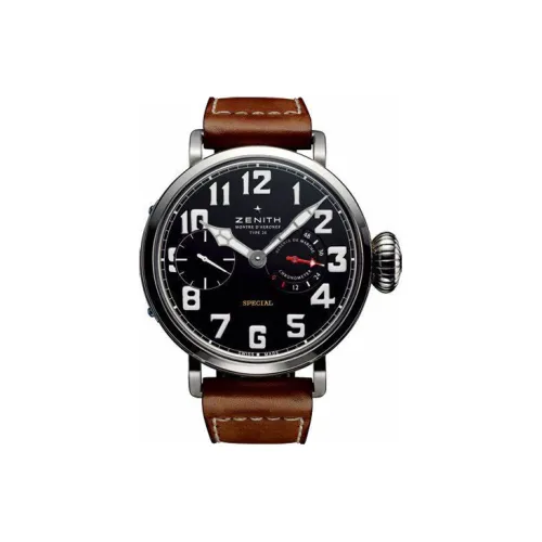 ZENITH Мужские часы с ручным заводом PILOT, механический, 57,5 мм, черный