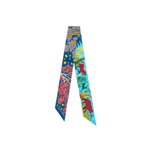 HERMES Шелковые шарфы Женские Океан Синий Азур