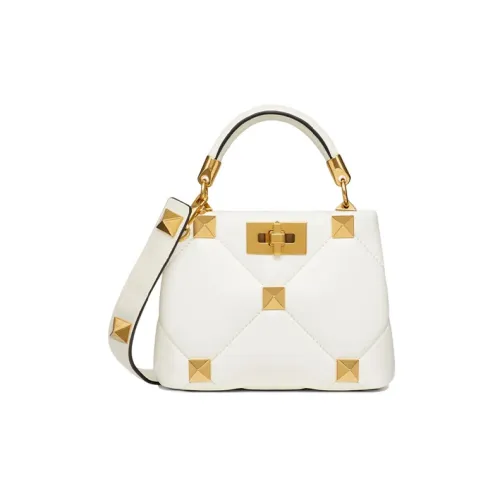 Valentino Roman Stud Овчина Сумка через плечо Сумка Мини Женская Цвет Слоновая кость