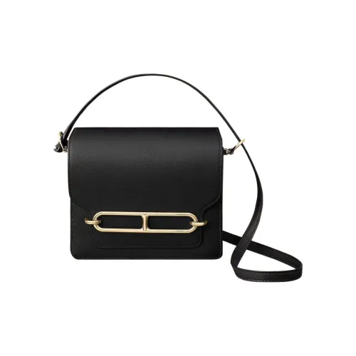 HERMES Roulis Swift Телячья кожа Сумка через плечо Женская Черная