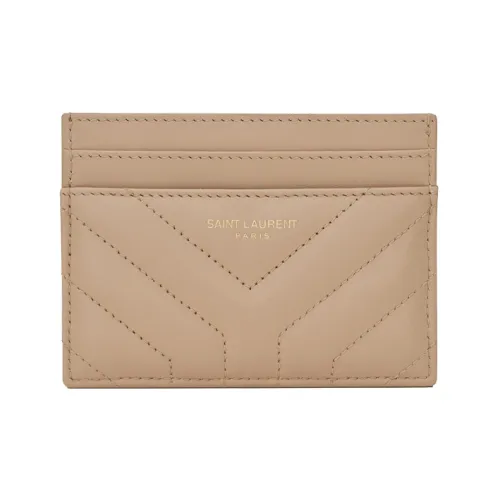 SAINT LAURENT Joan Телячья кожа Держатель для карт Женские Темно-бежевый