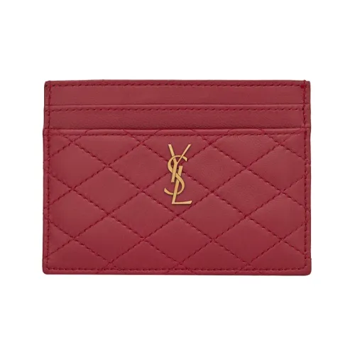 SAINT LAURENT Gaby Лоскутное шитье Овечья шкура Держатель для карт Держатель для карт Женский Бордовый