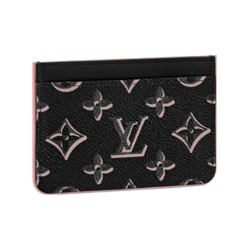 LOUIS VUITTON Покрытый холст Кошелек Держатель для карт Женский Черный