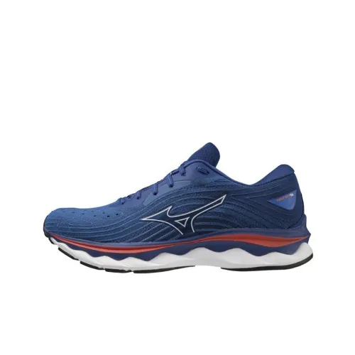 Mizuno Wave Sky 6 Противоскользящие Устойчивые к истиранию Низкий Топ Беговые кроссовки Мужские Синий Белый