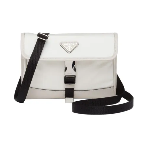PRADA Сумка через плечо из ткани с кожей Saffiano чехол для телефона мужской цвет мел белый