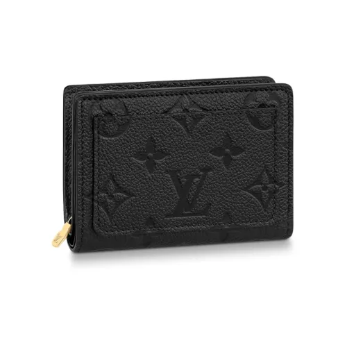 LOUIS VUITTON Тисненый Мягкий Коровья Кожа Кошелек Женский Черный