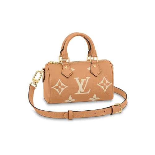 LOUIS VUITTON SPEEDY SOFT Коровья крупнозернистая текстура Подушка Сумка Сумка через плечо Сумка через плечо Экстра мини Женская Желтая