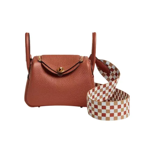 HERMES Lindy Телячья кожа Сумка Сумка через плечо Сумка через плечо Мини Женская Медный Красный Чайный Коричневый Серый Белый Пыльно-Синий