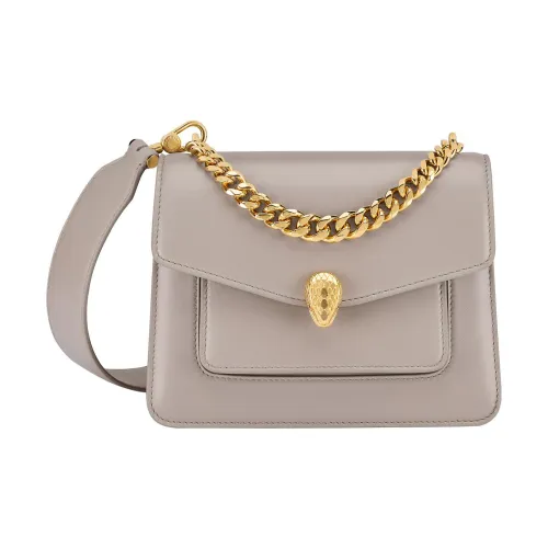 BVLGARI Serpenti Forever Maxi Chain Сумка Через Плечо Подкладка Из Бежевой Кожи Наппа Оттенка Нежного Агата