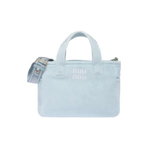 MIU MIU Вышивка Тоут Сумка Сумка для покупок Сумка на плечо Сумка Женская Небесно-голубая