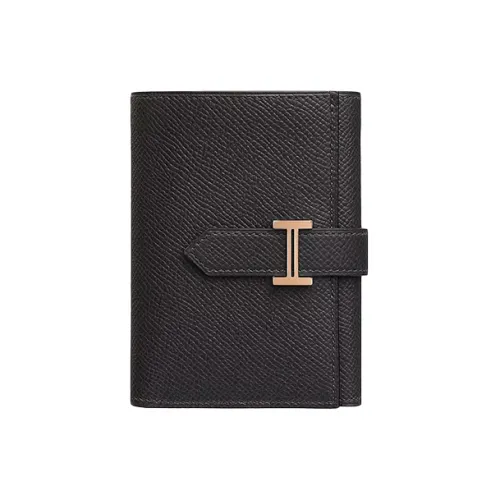 HERMES Bearn Epsom Телячья кожа Кошелек Женские Черный
