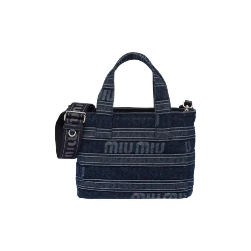 MIU MIU Деним Тоут Сумка Сумка для покупок Сумка на плечо Сумка Маленькая Женская Морской синий
