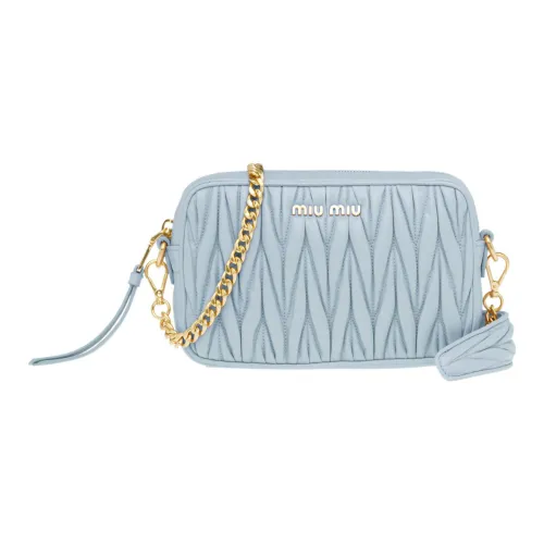 MIU MIU Matelassé Узор Мягкий Овчина Ручная Сумка через плечо Сумка на плечо Женская Светло-синяя