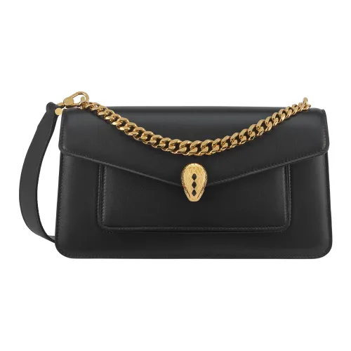 BVLGARI Serpenti East-West Maxi Chain Сумка На Плечо Магнитная Застежка В Виде Змеиной Головы Из Позолоченной Латуни