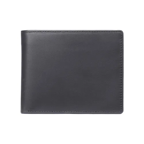 NOMK Кошелек из полированной коровьей кожи стандартный мужской черный