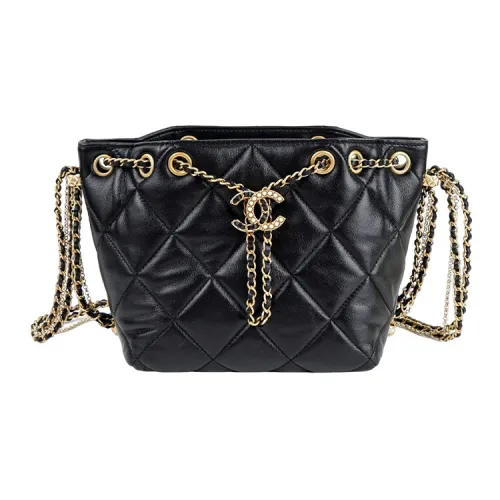 CHANEL Sheepskin Bucket Bag Makeup Bag Crossbody Bag Women's Black CHANEL Овчина Ведро Сумка Косметичка Сумка через плечо Женская Черная