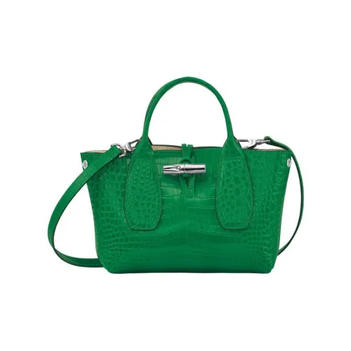 LONGCHAMP Roseau Крокодил Тисненый Телячья кожа Сумка через плечо Сумка Маленькая Женская Зеленая
