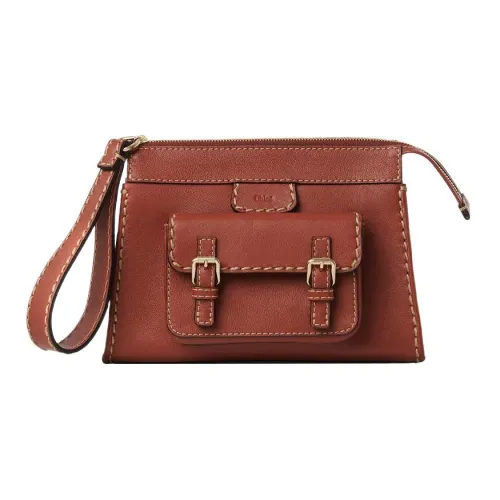 Chloe Edith Сумка-клатч из кожи буйвола маленькая женская коричневая