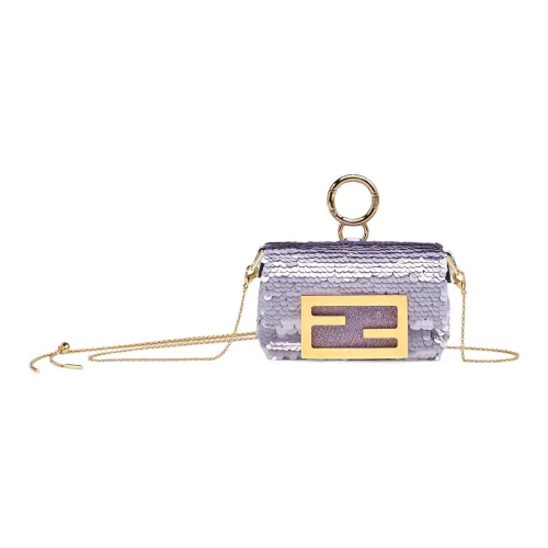FENDI Baguette Нейлоновая Сумка через плечо Экстра мини Женская Фиолетовая