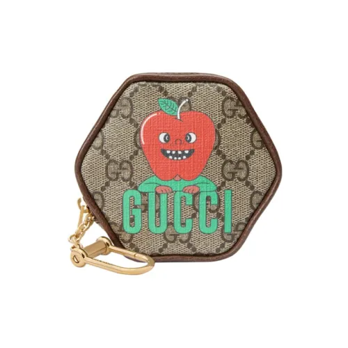 GUCCI Canvas Кожаная отделка Key Pouch Женские Эбеновое дерево Коричневый